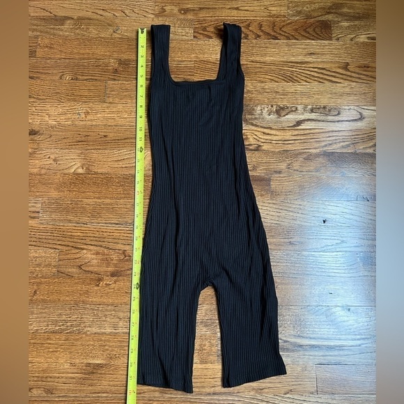 ENZA COSTA Black ribbed unitard short onezie romper size XS - Picture 4 of 9